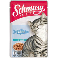Produktbild von Schmusy Katzenfutter Ragout mit Lachs in Sauce getreidefrei Adult 22x100g