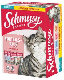 Schmusy Ragout in Sauce Katzen Nassfutter Adult Mix Huhn Rind Lachs Ente 12x100 g getreidefrei ohne Zucker - 12 x 100 g – Bild 1 von 6