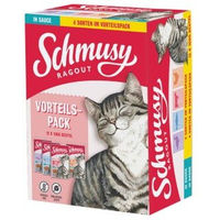 Produktbild von Schmusy Ragout in Sauce Katzen Nassfutter Adult Mix Huhn Rind Lachs Ente 12x100 g getreidefrei ohne Zucker - 12 x 100 g