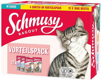 Produktbild von Schmusy Ragout in Sauce Katzenfutter Adult Getreidefrei Vorteilspack 48x100g