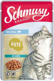 Schmusy Ragout Kitten Pute in Sauce 22 x 100 g getreidefrei und ohne Zucker - 22 x 100 g – Bild 1 von 2