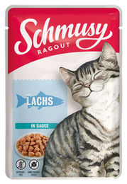 Schmusy Ragout mit Lachs in Sauce Katzenfutter Adult 22 x 100 g getreidefrei und ohne Zucker - 22 x 100 g – Bild 1 von 3