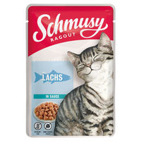 Produktbild von Schmusy Ragout mit Lachs in Sauce Katzenfutter Adult 22 x 100 g getreidefrei und ohne Zucker - 22 x 100 g