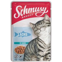 Produktbild von Schmusy Ragout Nassfutter Katze Adult Lachs Stückchen in Sauce 88 x 100 g - 88 x 100 g