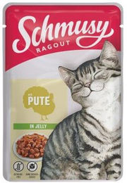 Produktbild von Schmusy Ragout Nassfutter Katze Adult Pute Stückchen in Gelee getreidefrei 44x100 g - 44 x 100 g