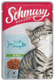 Produktbild von Schmusy Ragout Nassfutter Katze Adult Thunfisch Stückchen in Gelee getreidefrei 44x100 g - 44 x 100 g