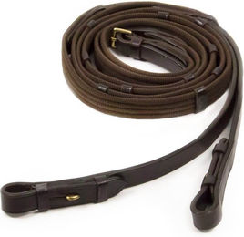 Schockemöhle Sports Gurtzügel mit Zaumhaken aus Leder in Braun/Gold für Warmblut – Bild 1 von 1