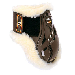 Schockemöhle Air Flow Champion Fetlock Boots Streichkappen aus Kunstleder mit veganem Schaffell für Warmblut in Braun oder Schwarz – Bild 1 von 2