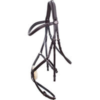 Produktbild von Schockemöhle Auckland Classic Line Trense aus Leder Schwarz/Silber für Vollblut
