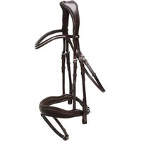 Produktbild von Schockemöhle Concord Anatomische Leder Trense für Vollblut in Braun mit Silberbeschlägen ohne Zügel