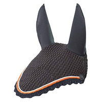 Produktbild von Schockemöhle Dynamite Fliegenhaube für Warmblut in Grau Melange und Orange Größe Full