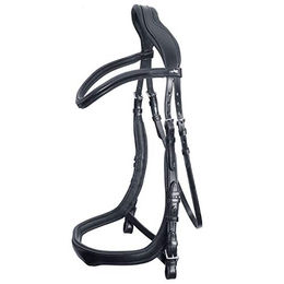 Produktbild von Schockemöhle Equitus Delta Trense anatomisch aus Leder für Vollblut in Schwarz/Silber