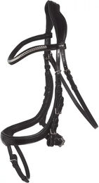 Schockemöhle Equitus Omega Anatomische Spezialtrense aus Leder für Warmblut in Schwarz/Silber – Bild 1 von 3