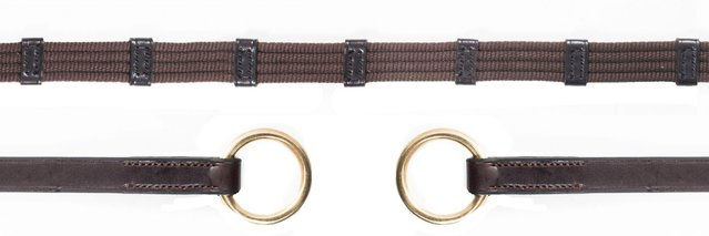 Produktbild von Schockemöhle Gurtzügel Doppelsteg Ring aus Leder für Warmblut in Schwarz Gold oder Braun