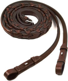 Produktbild von Schockemöhle Hunter Zügel aus Leder in Braun mit Silberbeschlag für Warmblut