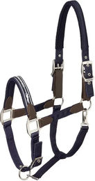 Schockemöhle Memphis Safety Sicherheitshalfter aus Nylon und Leder für Vollblut Pferde in Navy Blau – Bild 1 von 3