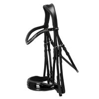 Produktbild von Schockemöhle Milan Glam Kandarenzaum aus Leder in Schwarz mit Silber Lack-Glitzer für Vollblut