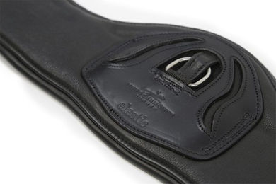 Schockemöhle Pittsburgh Stretch Sattelgurt aus Leder in Schwarz und Silber – Bild 1 von 2