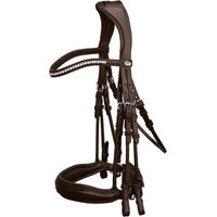 Produktbild von Schockemöhle Sports Anatomisches Dressurhalfter Kandare Venice Double Weymouth mit Rollleder und Bling-Stirnband braun Cob