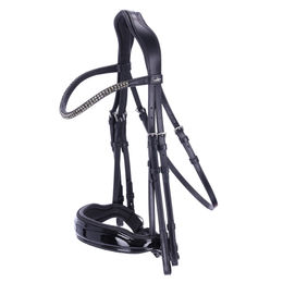 Schockemöhle Sports Kandare SP Monticelli Gebiss aus Leder in Schwarz und Silber für Warmblut Pferde – Bild 1 von 6