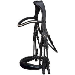 Schockemöhle Sports Kandarenzaum Venice Double Bridle aus Leder in Schwarz Patent mit Silber für Vollblut – Bild 1 von 10