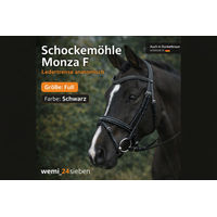 Produktbild von Schockemöhle Sports Trense Monza F für Warmblut aus Leder in Schwarz mit silbernen Beschlägen anatomisch gepolstert