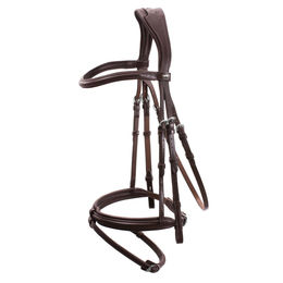 Schockemöhle Sports Trense SP Tokyo Select aus Leder mit abnehmbarem Sperrriemen für Vollblut in Braun und Silber – Bild 1 von 3