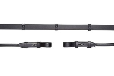 Produktbild von Schockemöhle Sports Zügel aus Leder schwarz rundgenäht mit Stegen