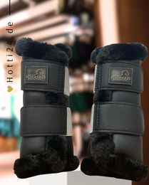 Schwarze Equestrian Gamaschen 2er Set aus Kunstleder in Schwarz – Bild 1 von 1