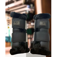 Produktbild von Schwarze Equestrian Gamaschen 2er Set aus Kunstleder in Schwarz