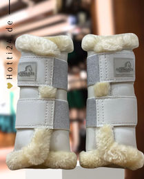Schwarze Equestrian Gamaschen 2er Set aus Kunstleder in Weiß – Bild 1 von 1