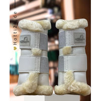Produktbild von Schwarze Equestrian Gamaschen 2er Set aus Kunstleder in Weiß