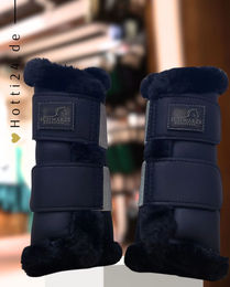 Schwarze Equestrian Gamaschen 2er Set Navy aus Kunstleder – Bild 1 von 1