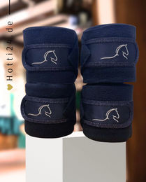 Schwarze Equestrian Wickelbandagen Gamaschen 4er Set Navy Blau aus Fleece für Ponys – Bild 1 von 1