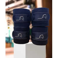 Produktbild von Schwarze Equestrian Wickelbandagen Gamaschen 4er Set Navy Blau aus Fleece für Ponys
