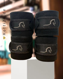 Schwarze Equestrian Wickelbandagen Gamaschen 4er Set Schwarz aus Fleece – Bild 1 von 1