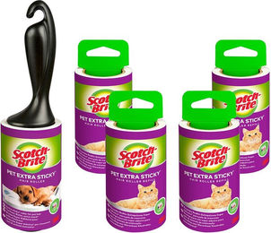 Scotch-Brite Fusselrolle für Tierhaare mit 4 Ersatzrollen in Lila und Bunt – Bild 1 von 1