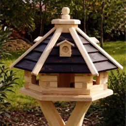 Produktbild von Sechseckiges Vogelhaus aus Holz mit Solarlicht und optionalem Ständer in Weiß