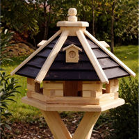 Produktbild von Sechseckiges Vogelhaus aus Holz mit Solarlicht und optionalem Ständer in Weiß