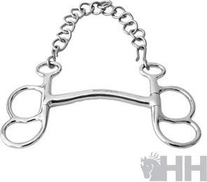 Sefton Arco Gebiss mit Kinnkette für Pferde aus Edelstahl in Silber 14 mm – Bild 1 von 1