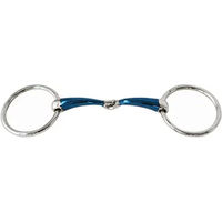 Produktbild von Sefton Gebiss für Pferde aus Edelstahl mit gebogenem Sporenring in Silber und Blau