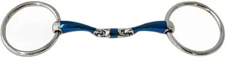 Produktbild von Sefton Gebiss für Pferde doppelt gebrochen aus Edelstahl in Silber und Blau