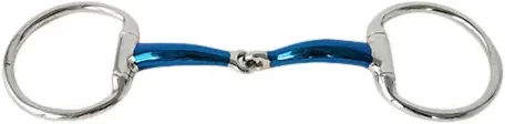 Produktbild von Sefton Olivenzügel für Pferde mit geteiltem Hebel aus Edelstahl in Blau und Silber