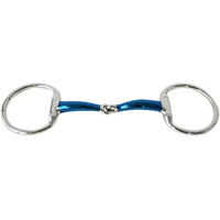 Produktbild von Sefton Olivenzügel für Pferde mit geteiltem Hebel aus Edelstahl in Blau und Silber