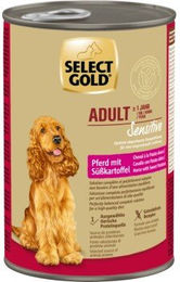 Produktbild von SELECT GOLD Hund Nassfutter Sensitive Adult Pferd mit Süßkartoffel Monoprotein hoher Fleischanteil 6x400 g - 6 x 400 g