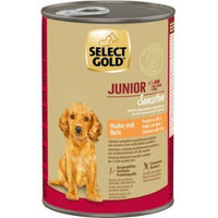 Produktbild von SELECT GOLD Hund Nassfutter Sensitive Junior Huhn und Reis mit hohem Fleischanteil 12x400 g - 12 x 400 g