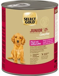 Produktbild von SELECT GOLD Hund Nassfutter Sensitive Junior Pferd mit Süßkartoffel hoher Fleischanteil 6x800 g