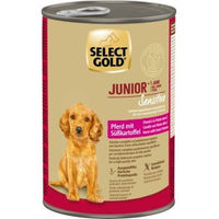 Produktbild von SELECT GOLD Nassfutter Hund Sensitive Junior Pferd mit Süßkartoffel 6x400 g Dose