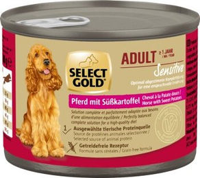 Produktbild von SELECT GOLD Pferd Nassfutter Sensitive Adult mit Süßkartoffel Monoprotein Glutenfrei 6x200 g
