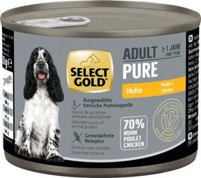 Produktbild von SELECT GOLD Pure Adult Hundefutter Huhn 6x200 g getreidefrei und hypoallergen